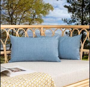 Kevin Textile Outdoor Waterproof Pillow Covers 2 Pack (12"x20" Light Blue)